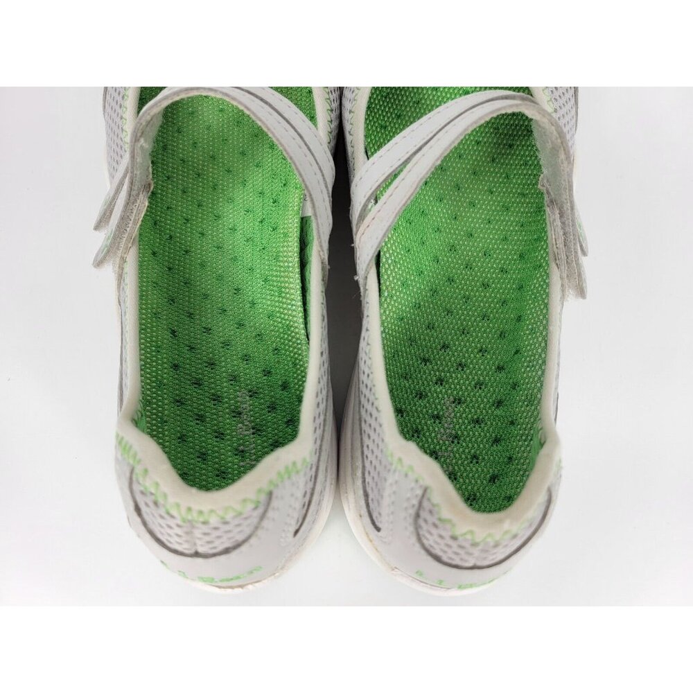 LL Bean Two Strap Mary Jane Shoes Sneakers Womens Size 8 Gray White Green 260976 - Picture 4 of 9